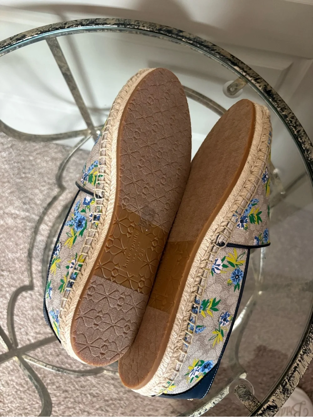 kate spade Blue & Cream Floral Espadrille Slip-Ons